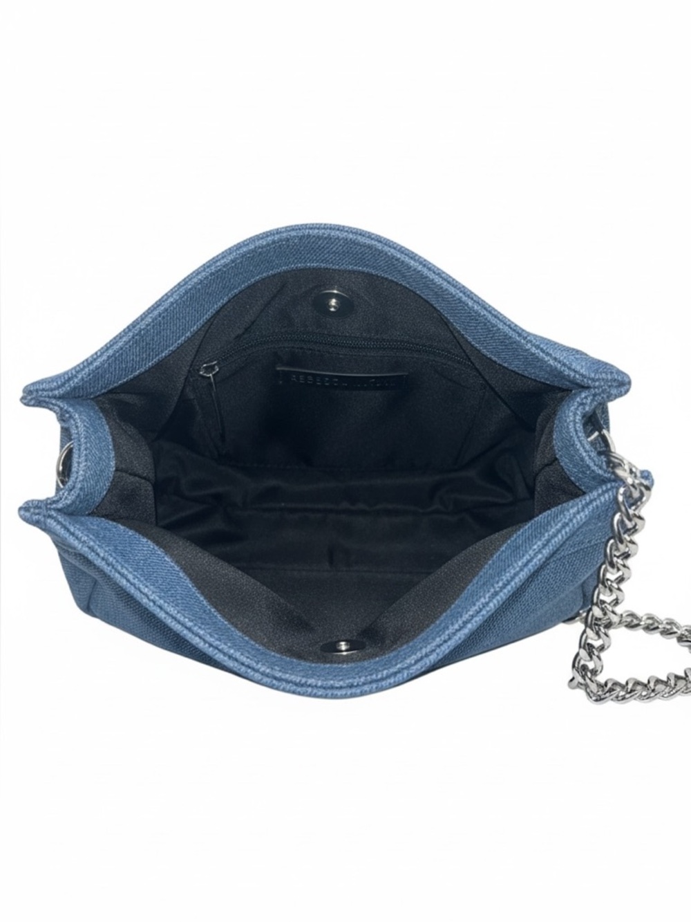 Rebecca Minkoff Edie Studded Pearl Denim Crossbody Bling Chain Bag RARE Like New - Picture 8 of 10